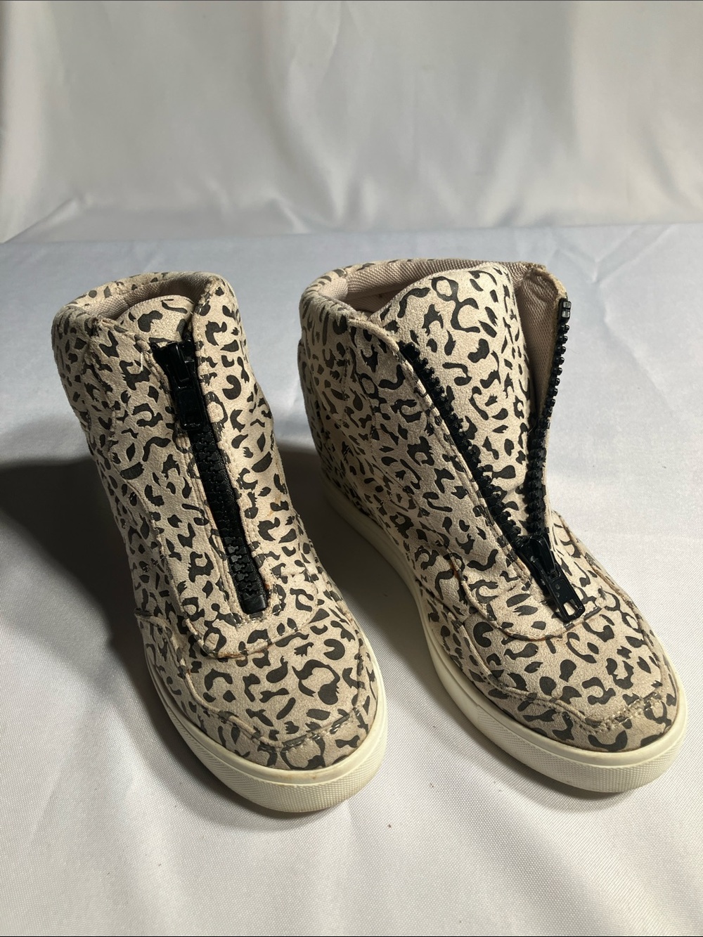 Coconuts by Matisse Wedged Leopard Zip-Front High-Top Sneakers - Beige/Black